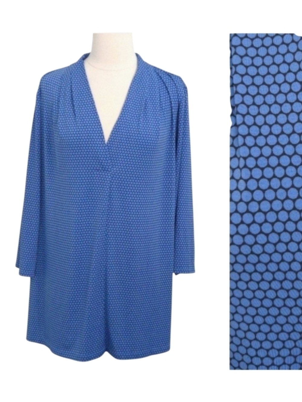 NWOT Worthington Periwinkle Blue & Black Dot 3/4 Sleeve Top- Plus Size 2X